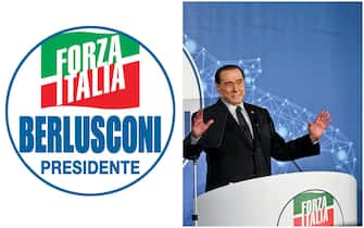 Berlusconi e il logo di Forza Italia