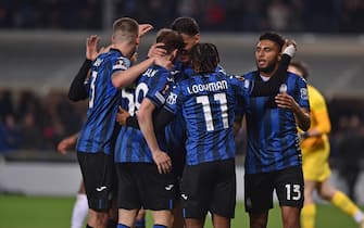 Atalanta's Gianluca Scamacca celebrates after goal 2-1 during the UEFA Europa League round of 16 second leg soccer match between Atalanta BC and Sporting Clube de Portugal, at Bergamo Stadium in Bergamo, Italy, 14 March 2024.
ANSA/MICHELE MARAVIGLIA