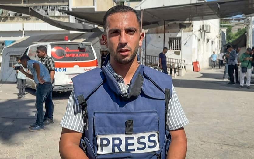This screen grab taken from AFPTV on August 11, 2025 shows Al-Jazeera's Anas al-Sharif speaking during an AFP interview in Gaza City on August 1, 2024. Al Jazeera said two of its correspondents, including a prominent reporter, and three cameramen were killed in an Israeli strike on their tent in Gaza City on August 10. (Photo by various sources / AFP) (Photo by -/AFP/AFPTV/AFP via Getty Images)          