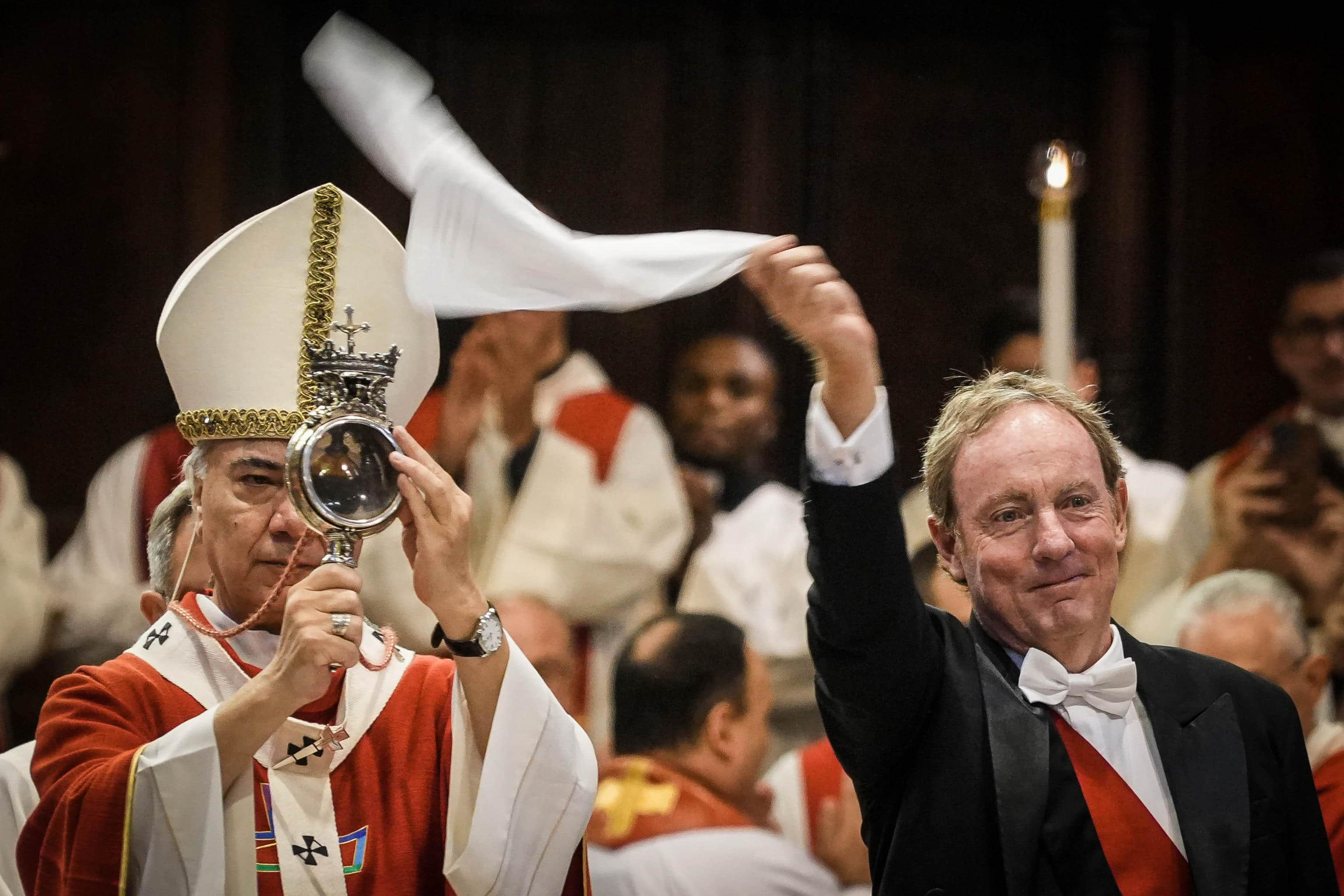 Archbishop Domenico Battaglia leads a ceremony in the cathedral of Naples during the 'liquefaction of the blood of Saint Januarius' in Naples, Italy, 19 September, 2024. The miracle of San Gennaro was repeated this morning. The announcement to the faithful at 10 o'clock by the archbishop of Naples, Don Mimmo Battaglia.
ANSA/CESARE ABBATE