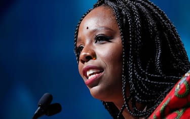 WASHINGTON, DC - JUNE 11:  Honoree Patrisse Cullors speaks at the 2018 ACLU National Conference at the Washington Convention Center on June 11, 2018 in Washington, DC.  (Photo by Paul Morigi/Getty Images)