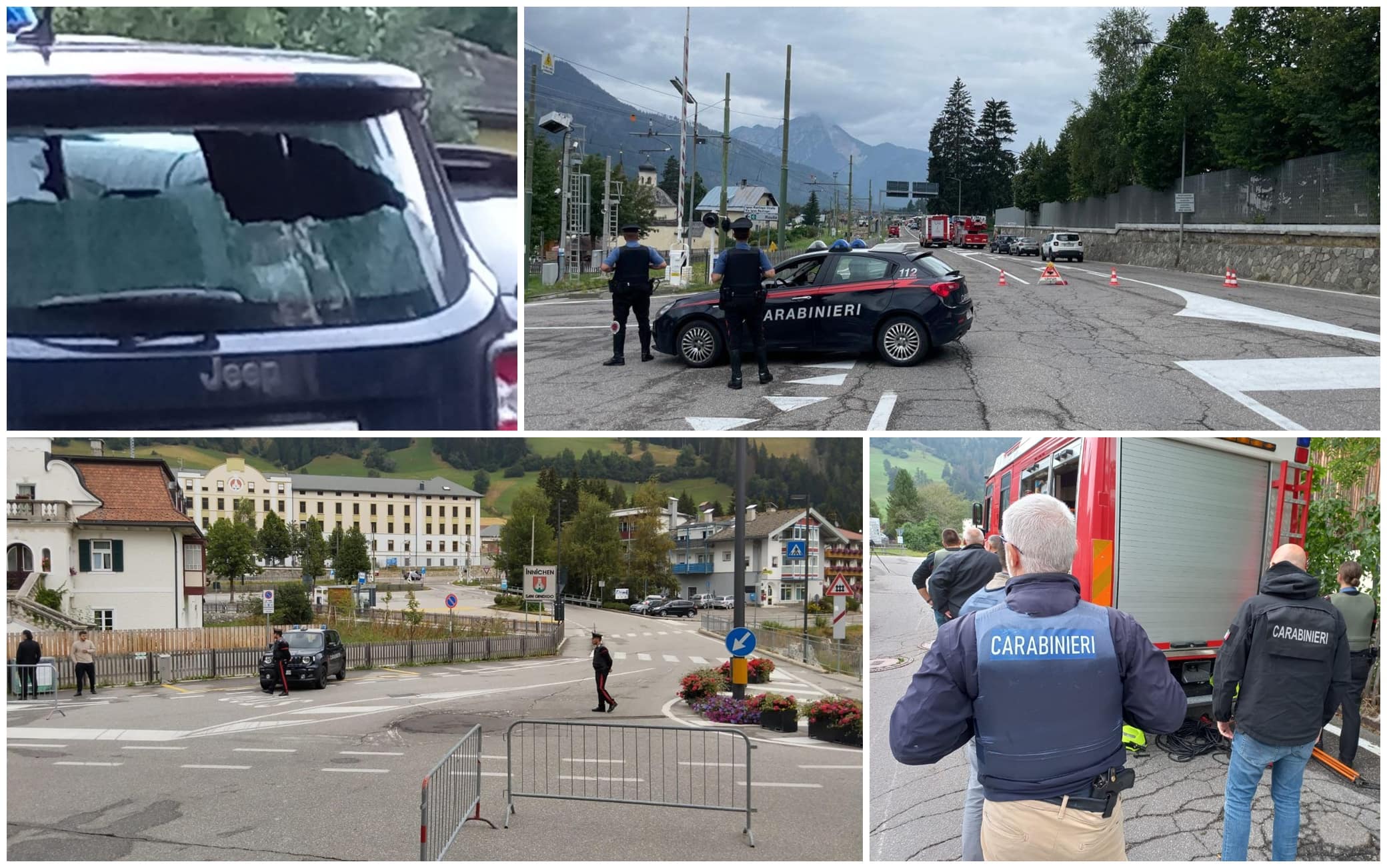 L'auto dei carabinieri col vetro rotto e la zona isolata