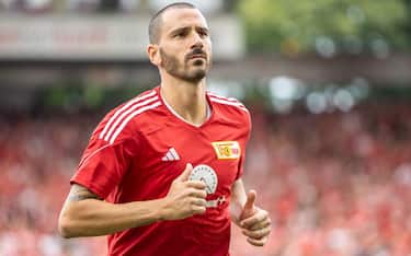 03 September 2023, Berlin: Soccer: Bundesliga, 1. FC Union Berlin - RB Leipzig, Matchday 3, An der Alten FÃ¶rsterei. Leonardo Bonucci of Union Berlin is warming up. Photo: Andreas Gora/dpa - IMPORTANT NOTE: In accordance with the requirements of the DFL Deutsche FuÃ ball Liga and the DFB Deutscher FuÃ ball-Bund, it is prohibited to use or have used photographs taken in the stadium and/or of the match in the form of sequence pictures and/or video-like photo series. (Photo by Andreas Gora/picture alliance via Getty Images)