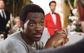 USA. Eddie Murphy in a scene from the ©Paramount Pictures movie: Beverly Hills Cop (1984).
Plot: A freewheeling Detroit cop - Axel Foley , pursuing a murder investigation finds himself dealing with the very different culture of Beverly Hills. 
Ref:  LMK110-J6744-170820
Supplied by LMKMEDIA. Editorial Only.
Landmark Media is not the copyright owner of these Film or TV stills but provides a service only for recognised Media outlets. pictures@lmkmedia.com