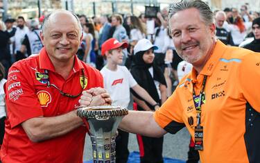 VASSEUR Frederic (fra), Team Principal & General Manager of the Scuderia Ferrari, portrait and BROWN Zak (usa), CEO of of McLaren Racing, portrait during the Formula 1 Etihad Airways Abu Dhabi Grand Prix 2024, 24th round of the 2024 Formula One World Championship from December 6 to 8, 2024 on the Yas Marina Circuit, in Abu Dhabi, United Arab Emirates