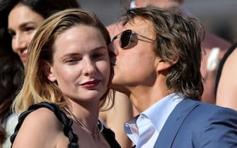 US actor Tom Cruise (R) and Swedish-British actress Rebecca Ferguson during a photocall for the movie 'Mission: Impossible - Dead reckoning Part 1' at Spanish Steps (Piazza di Spagna) in Rome, Italy, 19 June 2023. ANSA/ETTORE FERRARI