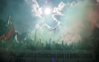 Piazzale Ostiense  manifestazione pro Palestina, Roma, 5 ottobre 2024. ANSA/MASSIMO PERCOSSI