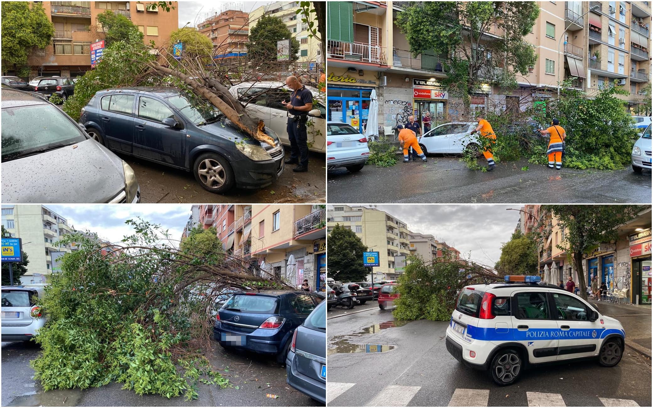 I danni del maltempo a Roma in via tor de schiavi (Prenestino)