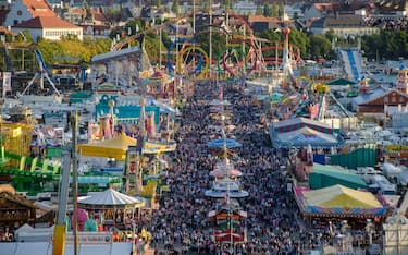 Aerial view of Oktoberfest in Munich, Germany.