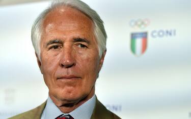 Il  presidente del Coni, Giovanni Malago', durante la conferenza stampa Coni in vista delle Olimpiadi di Tokyo, Roma, 9 giugno 2021.  ANSA/ETTORE FERRARI