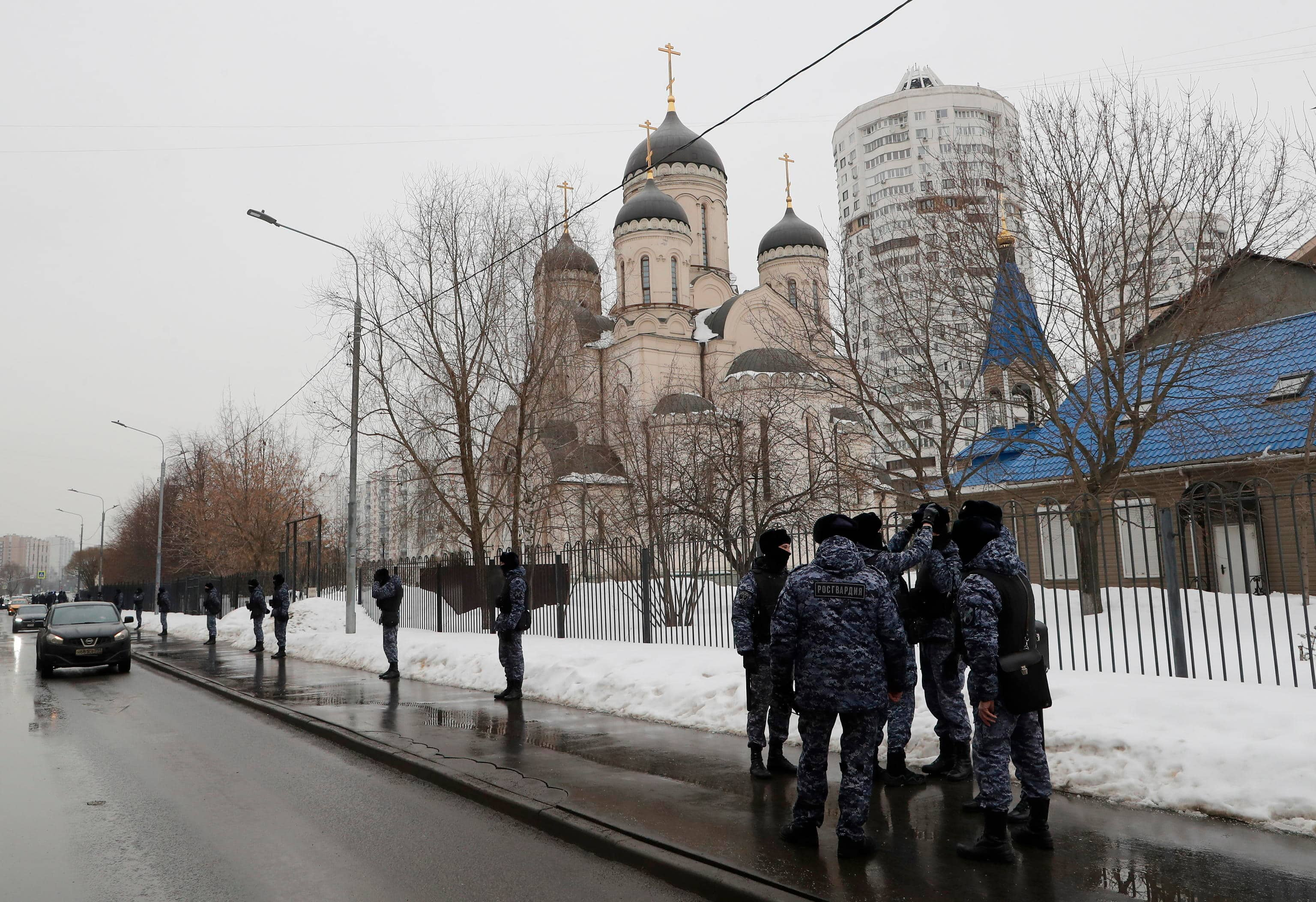 Un'immagine della chiesa dove si terranno i funerali di Navalny