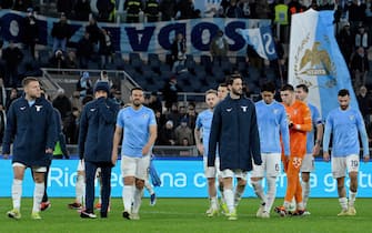 SS Lazio's players show their dejection after the Italian Serie A soccer match between SS Lazio and Udinese at the Olimpico stadium in Rome, Italy, 11 March 2024.  ANSA/ETTORE FERRARI
