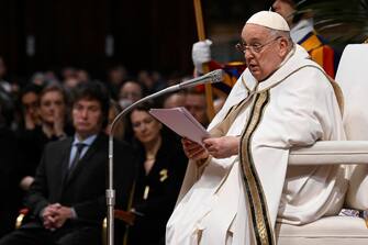 epa11144511 A handout picture provided by the Vatican Media shows Pope Francis attends a Holy Mass for Canonization of Maria Antonia of Saint Joseph de Paz y Figueroa in Saint Peter's Basilica, Vatican City, 11 February 2024.  On the anniversary of the first apparition of the Blessed Virgin Mary in Lourdes, Pope Francis canonized Maria Antonia of Saint Joseph de Paz y Figueroa, also known as Mama Antula, the founder of the House for Spiritual Exercises of Buenos Aires.  EPA/VATICAN MEDIA HANDOUT  HANDOUT EDITORIAL USE ONLY/NO SALES HANDOUT EDITORIAL USE ONLY/NO SALES