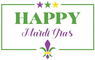 2WFDB66 Happy Mardi Gras text illustration design