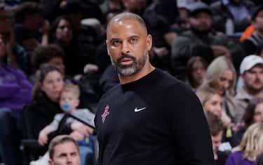 SACRAMENTO, CA - MARCH 10: Head Coach Ime Udoka of the Houston Rockets looks on during the game against the Sacramento Kings on March 10, 2024 at Golden 1 Center in Sacramento, California. NOTE TO USER: User expressly acknowledges and agrees that, by downloading and or using this photograph, User is consenting to the terms and conditions of the Getty Images Agreement. Mandatory Copyright Notice: Copyright 2024 NBAE (Photo by Rocky Widner/NBAE via Getty Images)