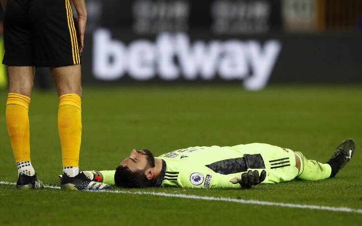 Rui Patricio a terra dopo lo scontro