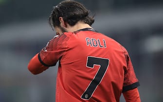 Milan, Italy, 14th January 2024. Yacine Adli of AC Milan reacts during the Serie A match at Giuseppe Meazza, Milan. Picture credit should read: Jonathan Moscrop Sportimage EDITORIAL USE ONLY. No use with unauthorised audio, video, data, fixture lists, club league logos or live services. Online in-match use limited to 120 images, no video emulation. No use in betting, games or single club league player publications. SPI-2862-0094