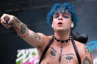 Italian punk band of La Sad during their live performs at AMA Music Festival on August 26, 2023 in Romano dâ&#x80;&#x99;Ezzelino, Vicenza, Italy.