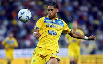 Anthony Oyono of Frosinone in action during the Serie A soccer match between Frosinone Calcio and ACF Fiorentina at Benito Stirpe stadium in Frosinone, Italy, 28 September 2023. ANSA/FEDERICO PROIETTI