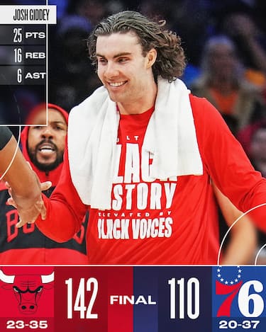 PHILADELPHIA 76ERS-CHICAGO BULLS 110-142