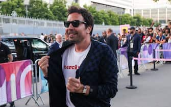 PARIS, FRANCE - AUGUST 10: Jimmy Fallon is seen arriving at the Paris Olympics 2024 USA vs France basketball final on August 10, 2024 in Paris, France. (Photo by MEGA/GC Images)