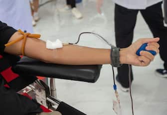 Blood donation requires blood to be pumped out through veins into collecting bags. To maintain good flow of blood.