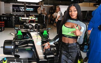 CIRCUIT OF THE AMERICAS, UNITED STATES OF AMERICA - OCTOBER 22: Sha'Carri Richardson, outside the Mercedes garage during the United States GP at Circuit of the Americas on Sunday October 22, 2023 in Austin, United States of America. (Photo by Mark Sutton / Sutton Images)