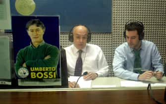 RADIO PADANIA LEGA NORD SINDACO ALBERTINI GABRIELE PARTECIPA AD UNA TRASMISSIONE RADIOFONICA DI SALVINI MATTEO E IMMAGINE DI BOSSI UMBERTO (MILANO - 2004-02-04, Mauro Bottaro) p.s. la foto e' utilizzabile nel rispetto del contesto in cui e' stata scattata, e senza intento diffamatorio del decoro delle persone rappresentate