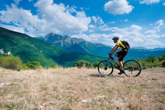 Mountain Bike Tour. Monti Sibillini. Ussita. Marche. Italy. (Photo by Claudio Ciabochi/Education Images/Universal Images Group via Getty Images)