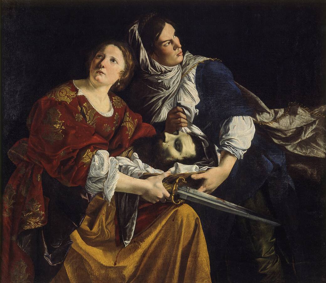 Orazio Gentileschi, Giuditta e Abra con la testa di Oloferne, 1621 - 1624 circa. Olio su tela, 123x142 cm. Città del Vaticano, Musei Vaticani, Pinacoteca
