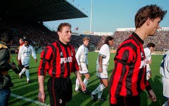 28 November 1993 - Italian Football, Serie A - Parma v AC Milan - Jean Pierre Papin of AC Milan walks onto the pitch at the Stadio Ennio Tardini -    (Photo by David Davies/Offside via Getty Images)