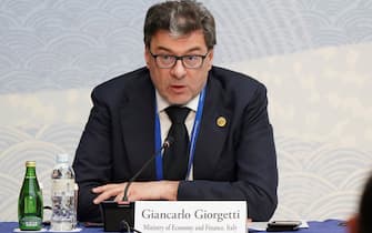 Italy's Minister of Economy and Finance Giancarlo Giorgetti delivers a speech at the G7 High-Level Corporate Governance Roundtable in Niigata on May 11, 2023. (Photo by Kazuhiro NOGI / POOL / AFP) (Photo by KAZUHIRO NOGI/POOL/AFP via Getty Images)