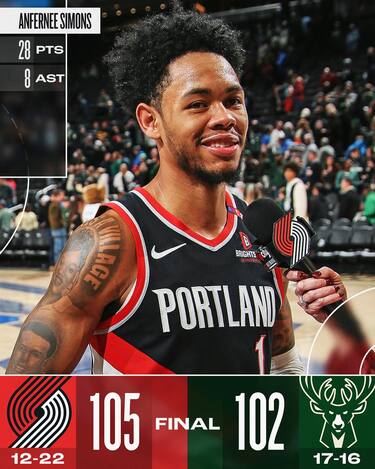 MILWAUKEE BUCKS-PORTLAND TRAIL BLAZERS 102-105
