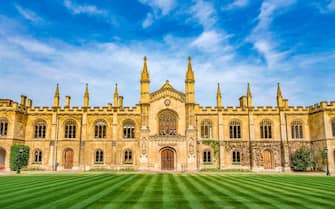 CAMBRIDGE, UNITED KINGDOM - APRIL 18: This is the traditional architecture of Corpus Christi College, a constituent college of Cambridge University  o