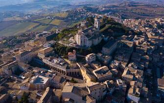 The town of Fermo in Marche region from above, Italy