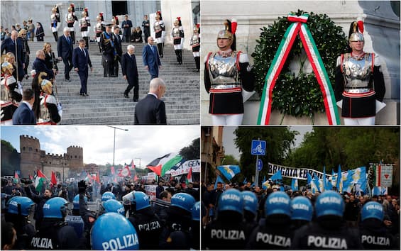 25 Aprile, tensioni ebrei pro Palestina a Roma. A Varese saluti romani dei Do.Ra. LIVE