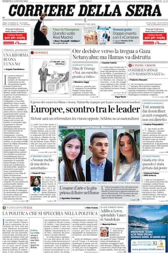 Prima pagina del Corriere della Sera