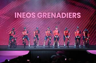 Team  Ineos Grenadier during the team presentation for the 2023 Giro d'Italia cycling race in Pescara, Italy, 04 May 2023. The 106rd edition of the Giro d'Italia will take place from 06 through 28 May 2023.
ANSA/LUCA ZENNARO