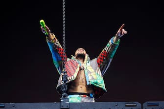 INDIO, CALIFORNIA - APRIL 14: Bad Bunny performs at the Coachella Stage during the 2023 Coachella Valley Music and Arts Festival on April 14, 2023 in Indio, California. (Photo by Frazer Harrison/Getty Images for Coachella)