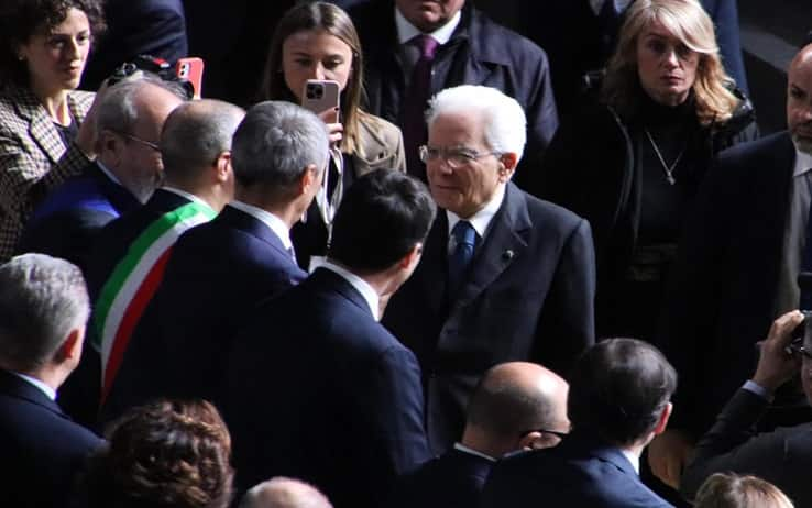 Italian President Sergio Mattarella is welcomed by the authorities upon his arrival at the Vitrifrigo Arena where the launch of Pesaro2024, Italian Capital of Culture - The nature of culture, will be celebrated in Pesaro, Italy, 20 January 2024.