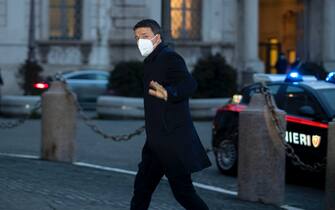 Matteo Renzi of the "Italia Viva - PSI" Parliamentary Groups of the Senate of the Republic and Parliamentary Group "Italia Viva" of the Chamber of Deputies arrives for a meeting with Italian President Sergio Mattarella at the Quirinale Palace for the first round of formal political consultations following the resignation of Prime Minister Giuseppe Conte, in Rome, Italy, 28 January 2021. 
ANSA/MASSIMO PERCOSSI