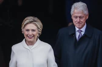 epa07116295 (FILE) - Former US President Bill Clinton arrives with his wife Democratic Presidential nominee Hillary Rodham Clinton (L) arrive a short time before Donald J. Trump is sworn in as the 45th President of the United States in Washington, DC, USA, 20 January 2017 (reissued 24 October 2018). According to news reports, a suspicious package allegedly containing an explosive device sent to Hillary Clinton was intercepted by the US Secret Service.  EPA/SHAWN THEW