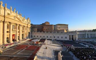 A general view of Saint Peter's Square during the funeral of Pope Francis, Vatican City, 26 April 2025. ANSA/RICCARDO ANTIMIANI