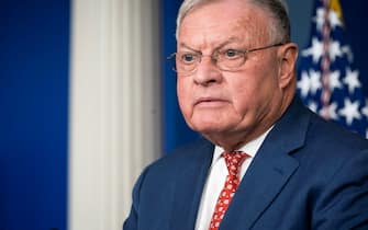 epa08688945 Keith Kellogg, National Security Advisor to Vice President Mike Pence and retired Lieutenant General in the United States Army, speaks about former coronavirus task force member Olivia Troye at a press briefing in the Brady Press Briefing Room of the White House in Washington, DC, USA, 22 September 2020.  EPA/SARAH SILBIGER / POOL