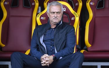 RomaÕs head coach Jose Mourinho on the bemch during the Serie A soccer match between AS Roma and AC Monza at the Olimpico stadium in Rome, Italy, 22 October 2023. ANSA/RICCARDO ANTIMIANI