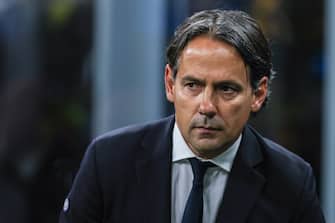Simone Inzaghi Head Coach of FC Internazionale looks on during Serie A 2023/24 football match between FC Internazionale and Cagliari Calcio at Giuseppe Meazza Stadium, Milan, Italy on April 14, 2024