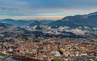TRENTO CITY - Night skyline of Trento city -Trentino Alto Adige during the Christmas festivity - Trentino Alto Adige - northern Italy - Europe