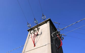 Tall Electrical Substation to transformer Energy in low voltage and cables