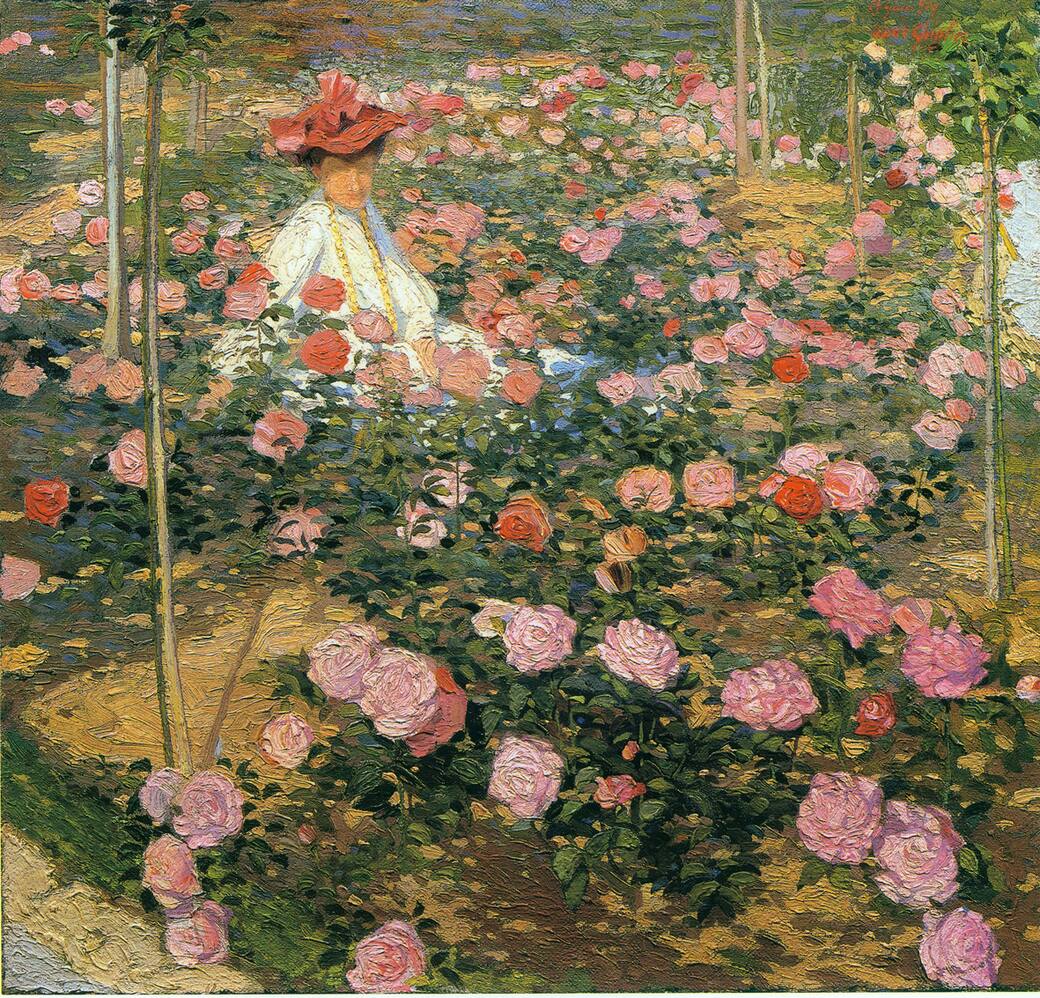 Oscar Ghiglia, La signora Ojetti nel roseto, 1907, olio su tela. Courtesy Società di Belle Arti, Viareggio
