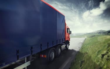 Truck on the road 3D Rendering